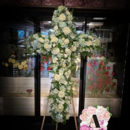Sky blue sympathy arrangement