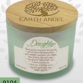Mint green memorial candle in a glass jar with a wooden lid