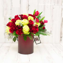 Ombre Hat Box arrangement