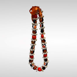 Orange and Black Kukui Nut Lei