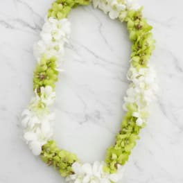 Double Green and White Chunk Lei