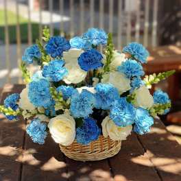 Basket Roses and Carnations ( Blue and White)