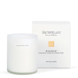 White soy wax candle with a matching box