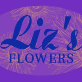 Liz's Flowers logo on a purple background