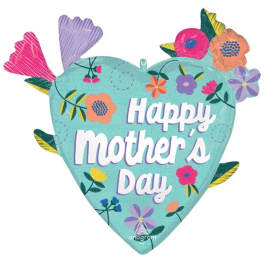Happy Mother's Day Embroidered Heart Balloon 28"