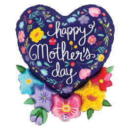 28" Mothers Day Floral Heart Balloon
