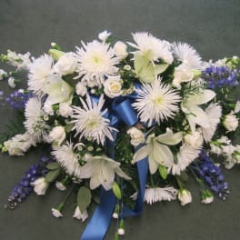 Blue and White Casket Cover