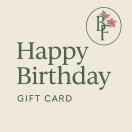Happy Birthday gift card with a floral logo