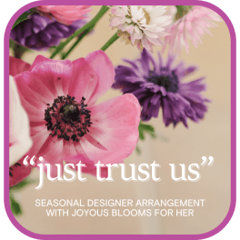 Close-up of pink and purple flowers with text overlay