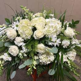 All white casket spray