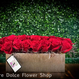 Red roses with a modern touch