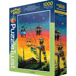 Box of a 1000-piece puzzle with a ski lift scene