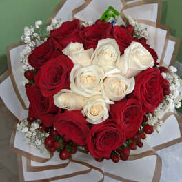 Red and White Roses 25 Roses