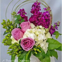 Bailey Boo - Lavender Roses and White Hydrangea
