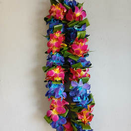 Double tinted lei (blue + yellow/red)