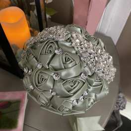 SILK Green Satin Bouquet