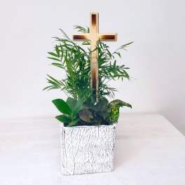 Planter with Cedar Cross