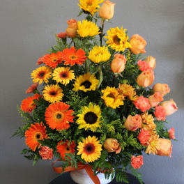 FUNERAL FLOOR SPRAY - Sunshine on a Rainy Day 85