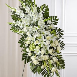 White Rose and Lily Standing Spray (FS11)