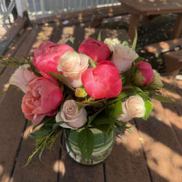 Peonies & Pink Roses Arrangement