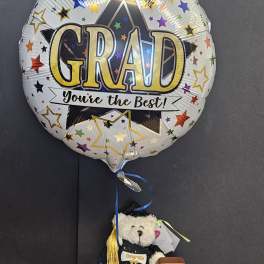 Graduation Bear with Balloon and Tin Candle
