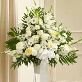 Heartfelt Sympathies White Standing Basket
