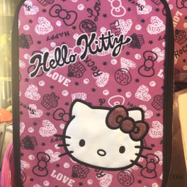 Pink Hello Kitty lunch bag with cupcake and heart patterns