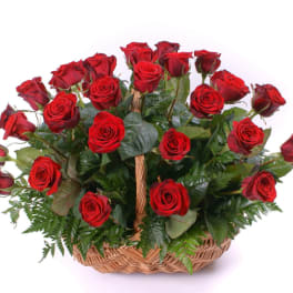 24 Red Roses Basket