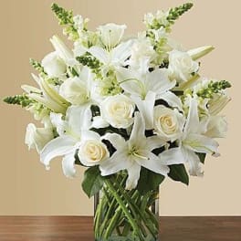 Classic All White Arrangement for Sympathy