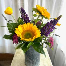 Simple Sunflowers in a Tin