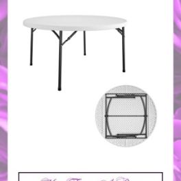 Promotional graphic for a 60-inch heavy duty granite folding table.
