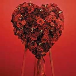 SF74-11 Monochromatic Red Rose Heart Easel