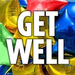 Colorful star-shaped balloons with the words GET WELL