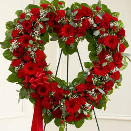 Always Remember Red Floral Heart Tribute