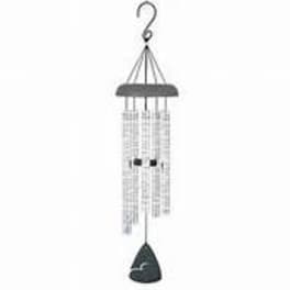 Hanging metal wind chime with multiple silver tubes