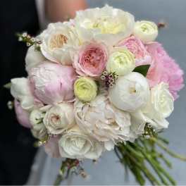 Hand Tied Pastel Peonies Bouquet