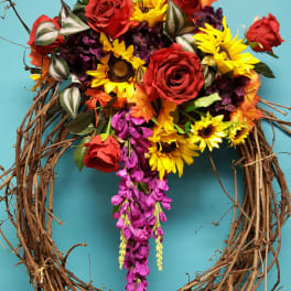 Large Fall Colored Silk Wreath