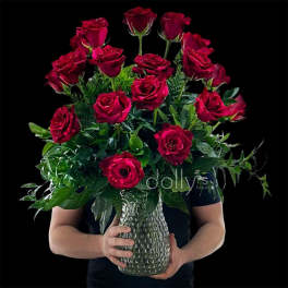 18 Red Panther Long-Stem Roses
