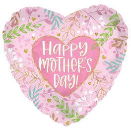 "Happy Mother's Day!" Heart Shaped Mylar Vines Balloon
