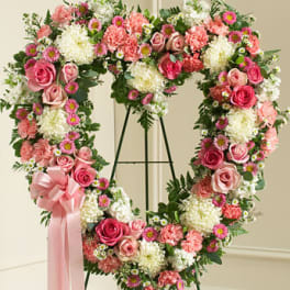 Always Remember Floral Heart Tribute- Pink and White