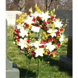 [TT-ANC31]: SPRING MEMORIES WREATH BY TWIN TOWERS FLORIST