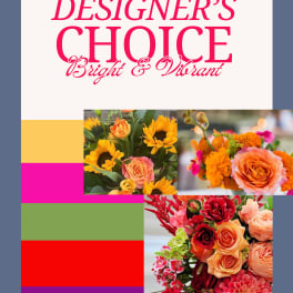 Designer’s Choice floral collage with bright mixed bouquets