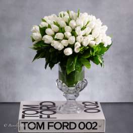 WHITE TULIPS IN CRYSTAL SPLENDOR