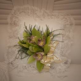 Satin Casket Pillow of Orchids
