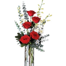 Red Roses and White Orchids
