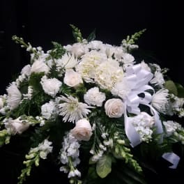 All White Casket Spray