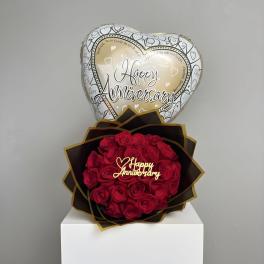 Anniversary Rose Bouquet with Balloon