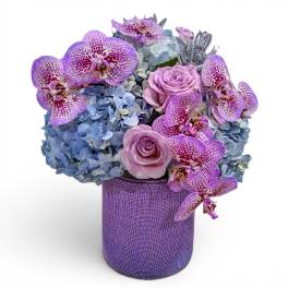 Best Seller - Enchanted Violet Orchid & Rose Bouquet | Same Day Delivery Haddon Township & Haddonfield