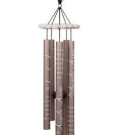 Decorative hanging wind chime with engraved plaques