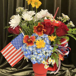 Red Tumbler with Flowers